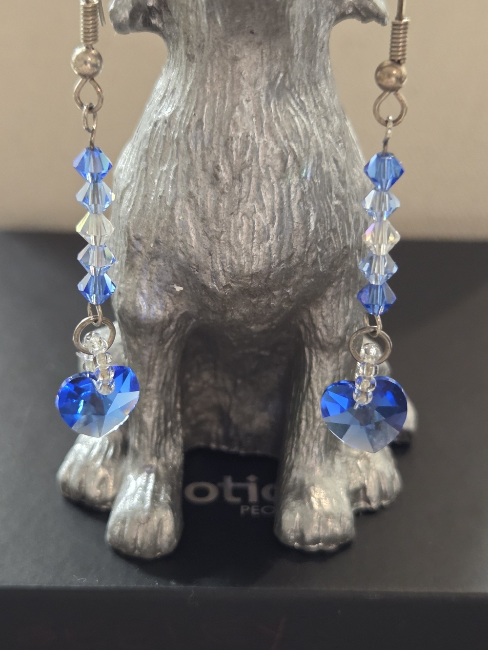 Swarovski Blue Crystal Heart Drop Earrings